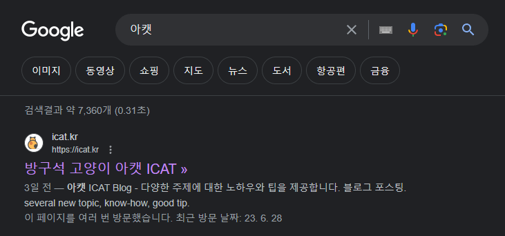 아캣 구글 검색 1위