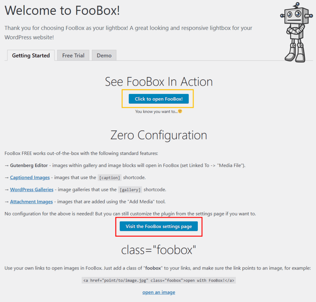 FooBox Image Lightbox - Getting Start