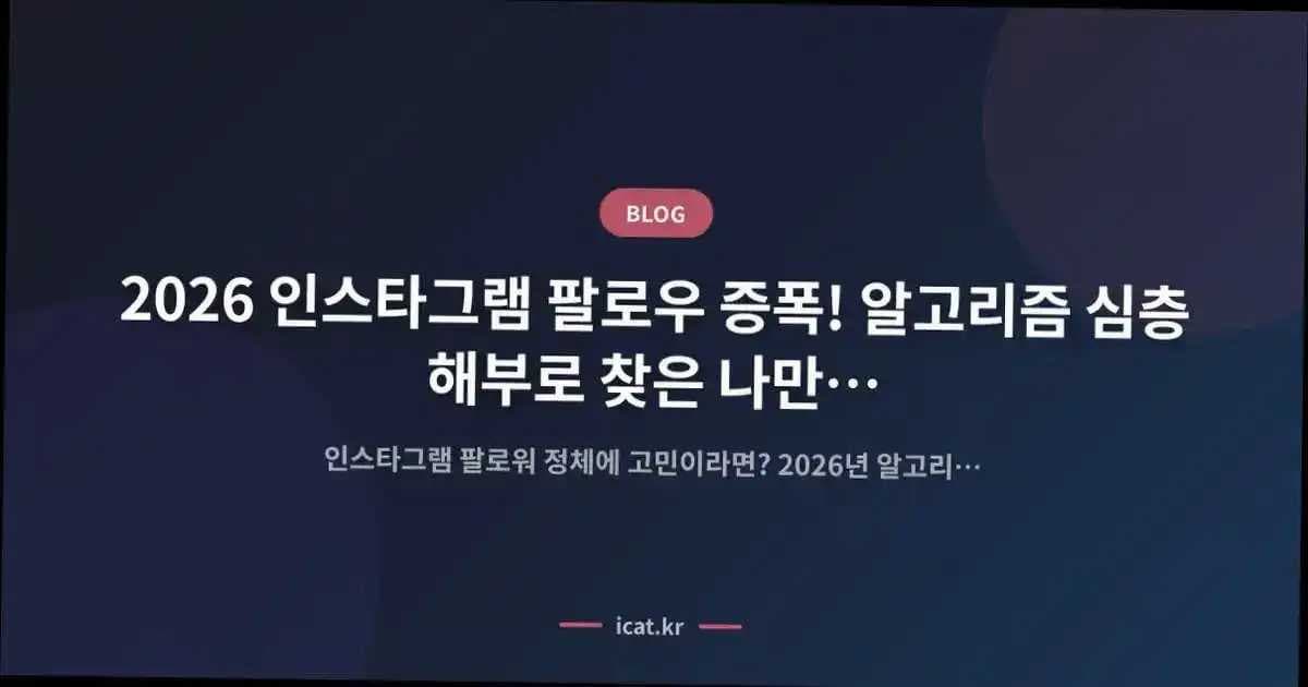 2026 인스타그램 팔로우 증폭! 알고리즘 심층 해부로 찾은 나만의 성장 공식