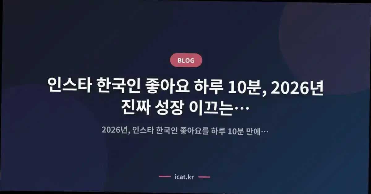 인스타 한국인 좋아요 하루 10분, 2026년 진짜 성장 이끄는 저의 전략