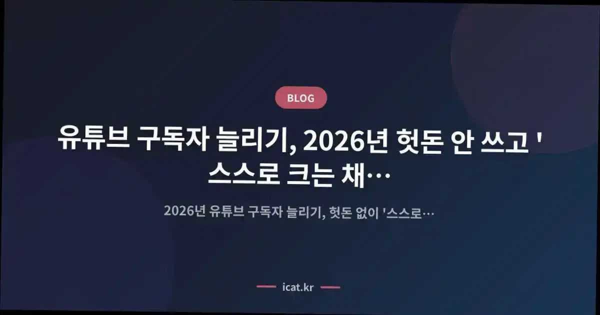 유튜브 구독자 늘리기, 2026년 헛돈 안 쓰고 '스스로 크는 채널' 만드는 비법