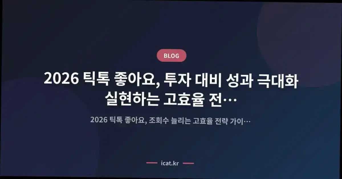 2026 틱톡 좋아요, 투자 대비 성과 극대화 실현하는 고효율 전략 가이드