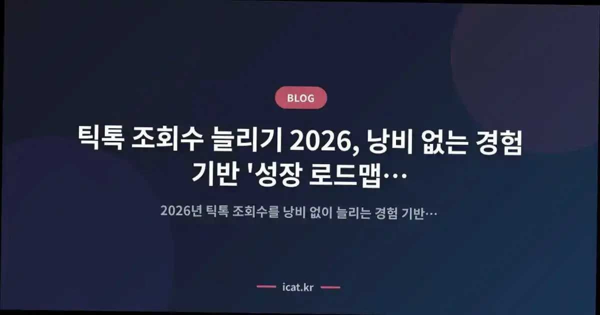 틱톡 조회수 늘리기 2026, 낭비 없는 경험 기반 '성장 로드맵' 핵심만!