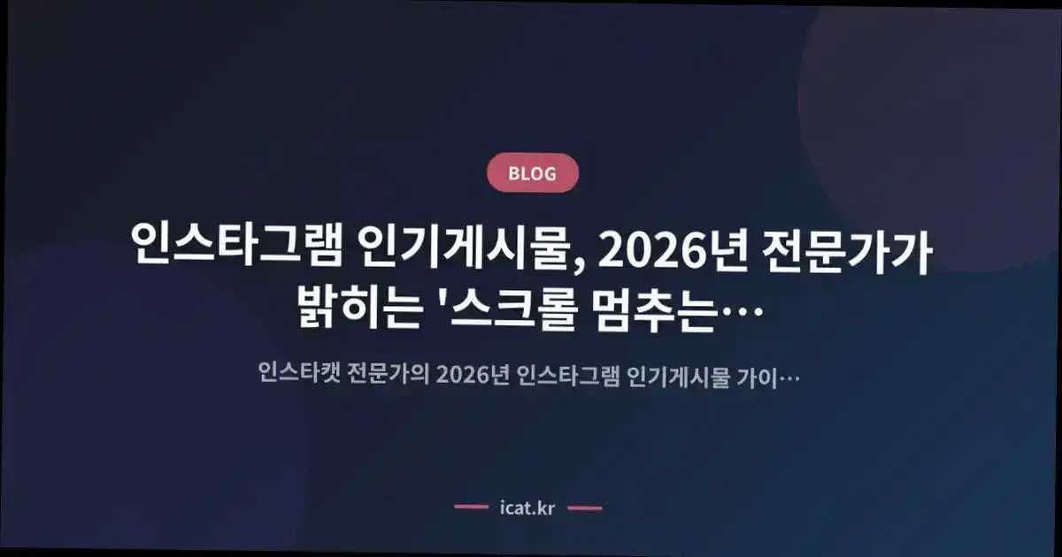 인스타그램 인기게시물, 2026년 전문가가 밝히는 '스크롤 멈추는' 경험 비밀