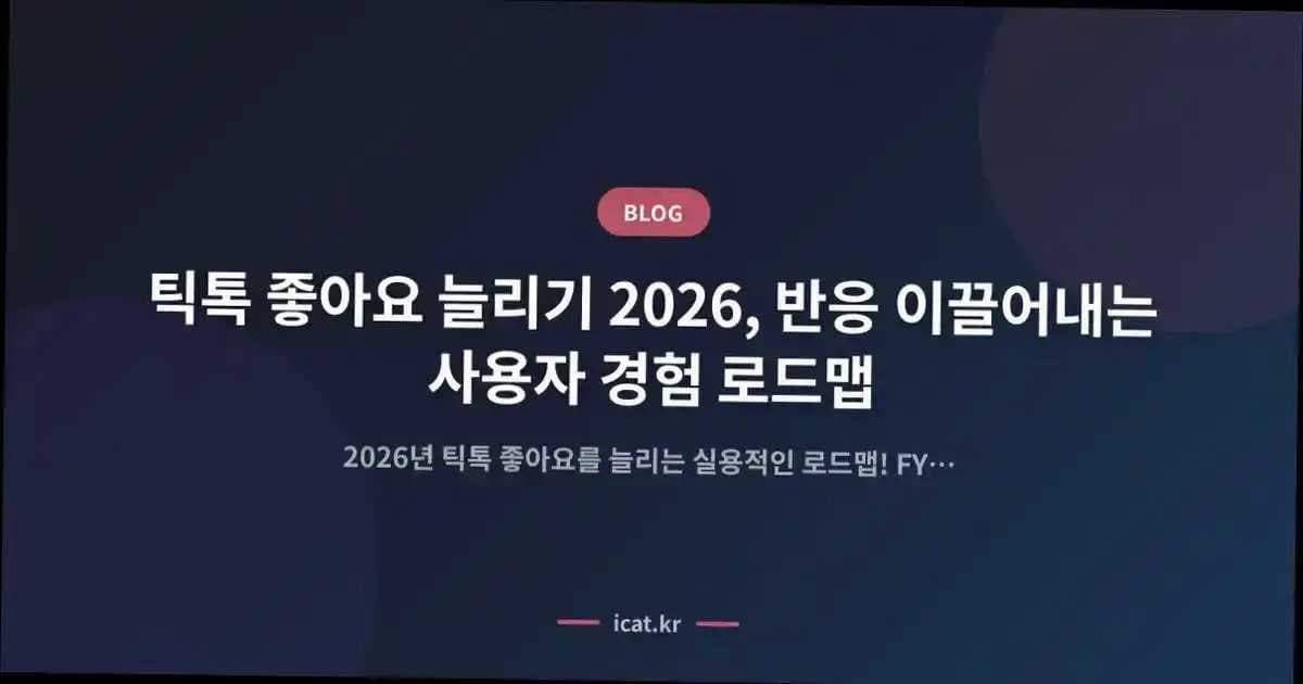 틱톡 좋아요 늘리기 2026, 반응 이끌어내는 사용자 경험 로드맵