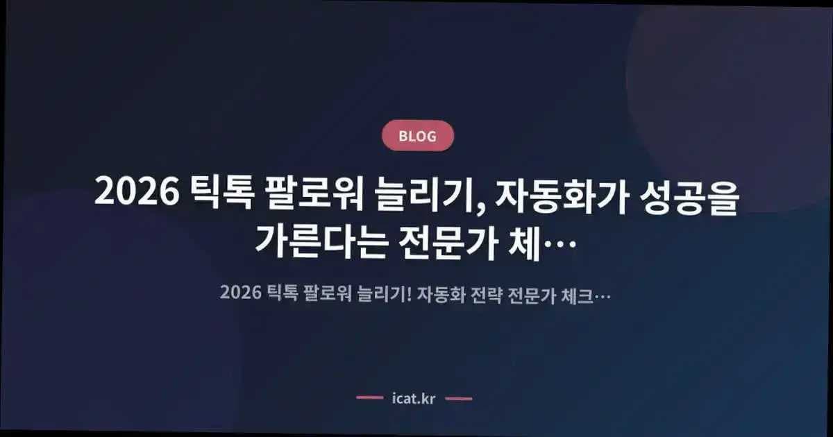 2026 틱톡 팔로워 늘리기, 자동화가 성공을 가른다는 전문가 체크리스트