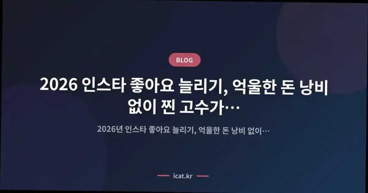 2026 인스타 좋아요 늘리기, 억울한 돈 낭비 없이 찐 고수가 알려주는 실전 해법
