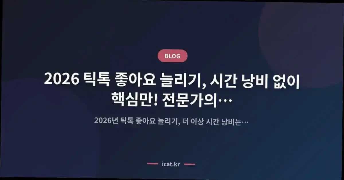 2026 틱톡 좋아요 늘리기, 시간 낭비 없이 핵심만! 전문가의 효율 극대화 전략