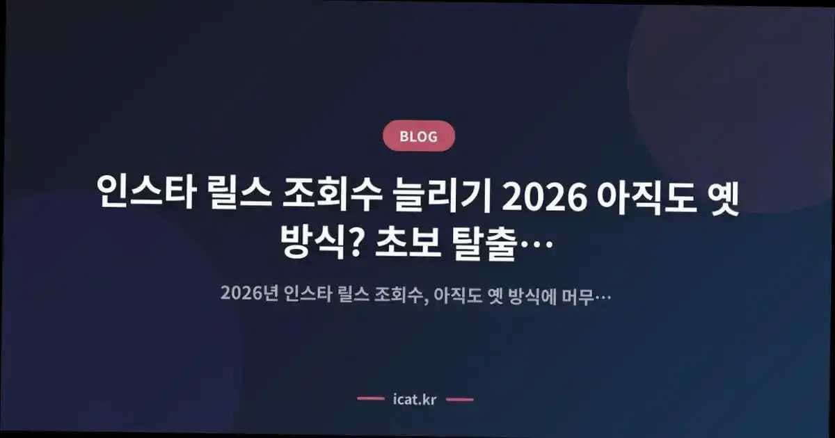 인스타 릴스 조회수 늘리기 2026 아직도 옛 방식? 초보 탈출 고수의 새 기준