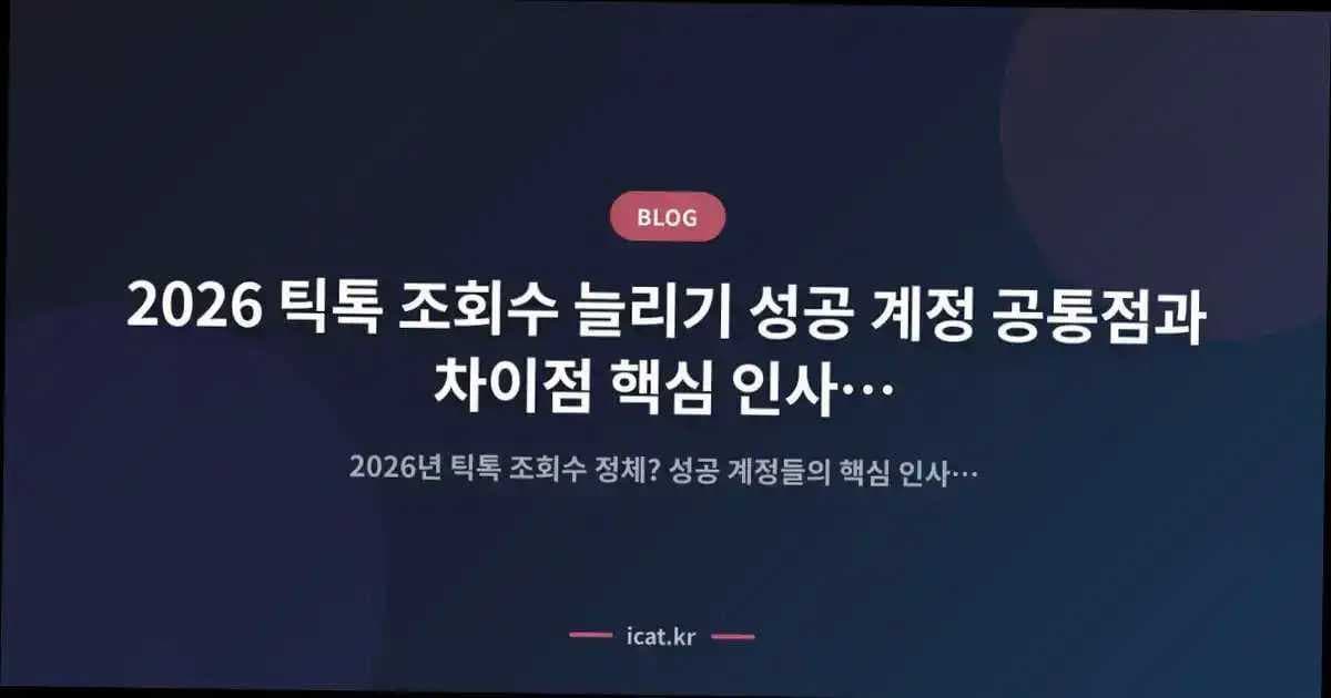 2026 틱톡 조회수 늘리기 성공 계정 공통점과 차이점 핵심 인사이트