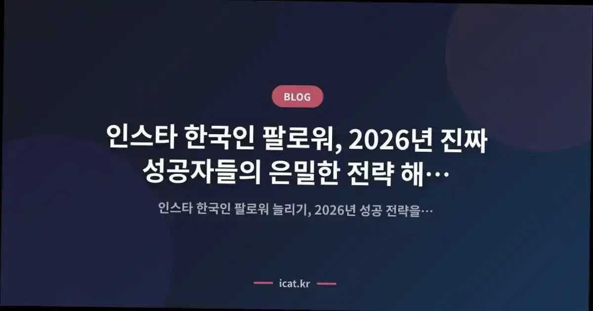 인스타 한국인 팔로워, 2026년 진짜 성공자들의 은밀한 전략 해부