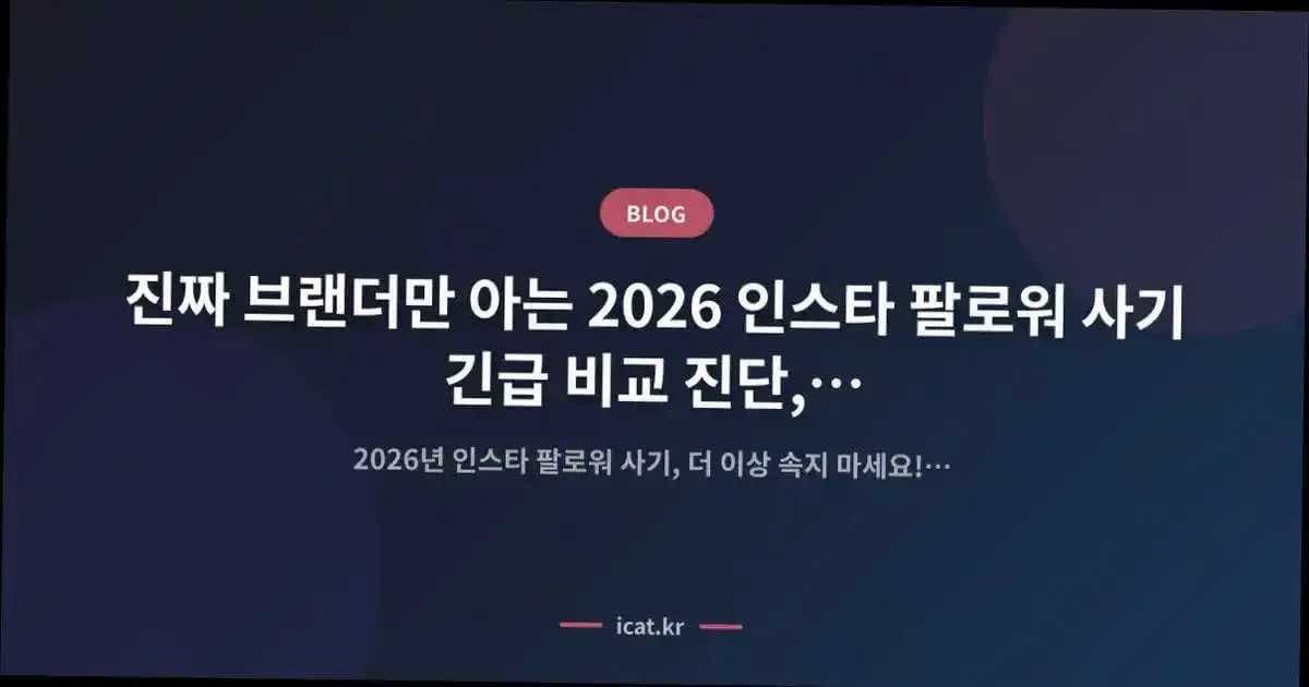 진짜 브랜더만 아는 2026 인스타 팔로워 사기 긴급 비교 진단, 이대로 속지 마라!