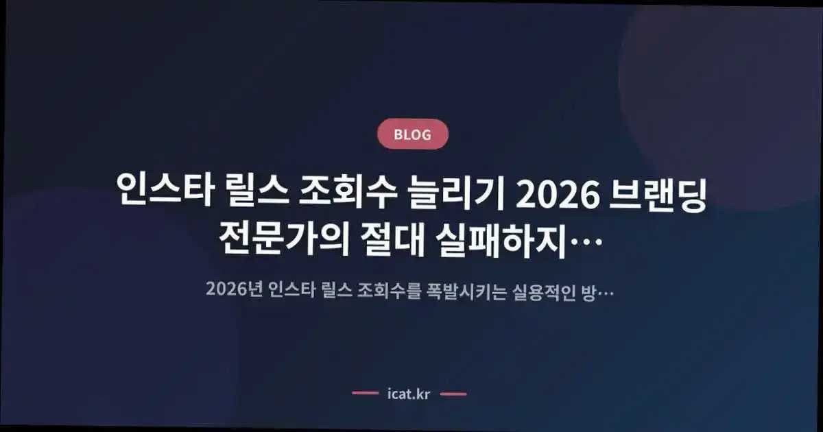인스타 릴스 조회수 늘리기 2026 브랜딩 전문가의 절대 실패하지 않는 확신 전략