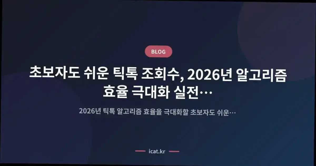 초보자도 쉬운 틱톡 조회수, 2026년 알고리즘 효율 극대화 실전 노하우