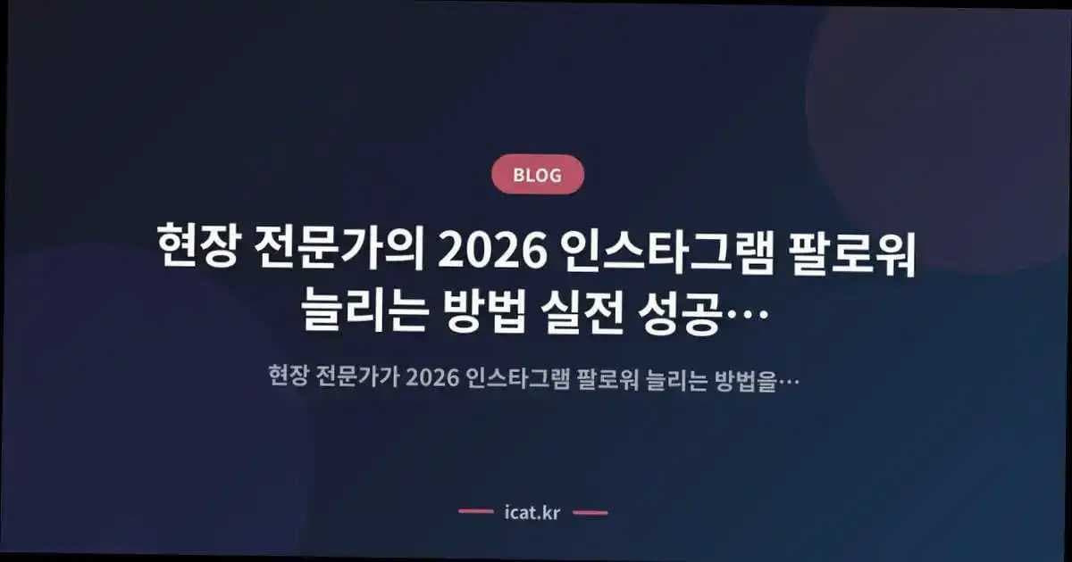 현장 전문가의 2026 인스타그램 팔로워 늘리는 방법 실전 성공 공식