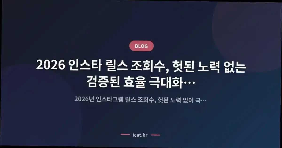 2026 인스타 릴스 조회수, 헛된 노력 없는 검증된 효율 극대화 비법