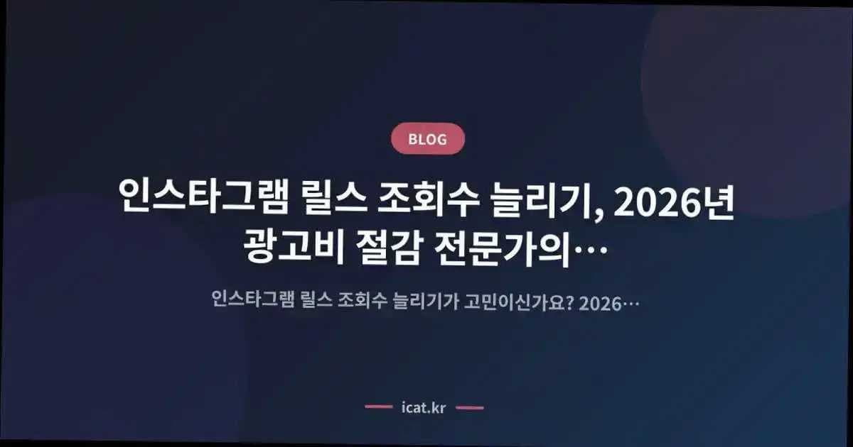 인스타그램 릴스 조회수 늘리기, 2026년 광고비 절감 전문가의 효율 전략
