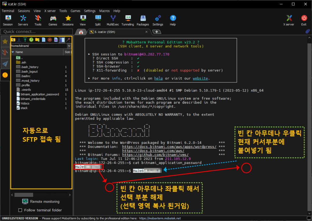 MobaXterm - SSH 접속 화면